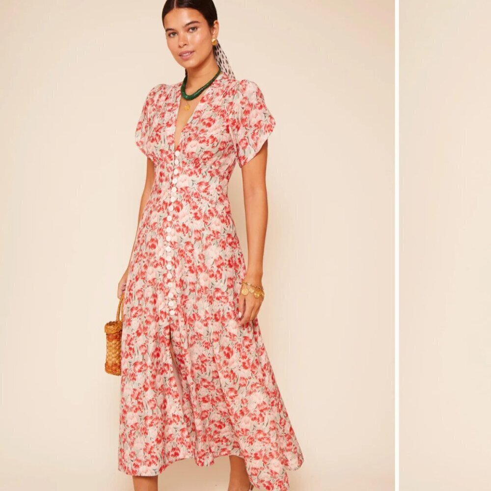 RIXO Novara Dress in Tulip Fields Red - Picture 2 of 6